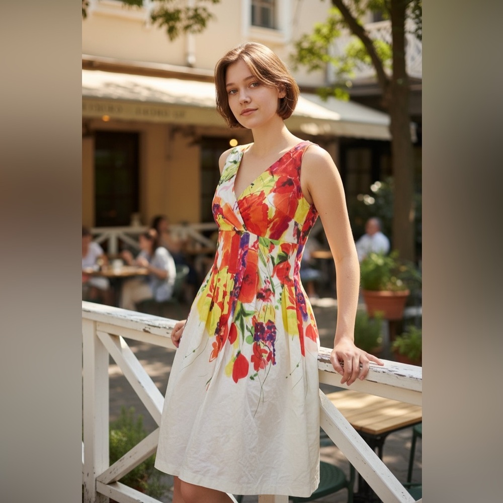 Eliza F Floral Garden Tea Party Dress - Multicolor